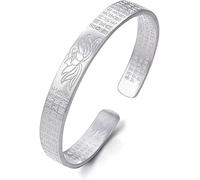 Brazalete clásico con cadena, pulsera de plata de ley 925 for mujer, joyería Vintage Feng Shui Lotus tallada a mano for mujer, cumpleaños