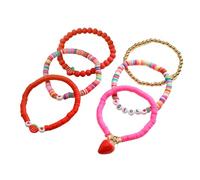 Brazalete Con Cuentas De Arcilla Suave Hecha A Mano Con Letras De Amor Y Corazón Fresa Unisex Accesorio Arcilla Suave Set Pulsera Pulsera