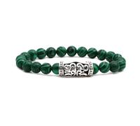 Brazalete con Cuentas de malaquita con búho y Cabeza de Buda - Joyas espirituales Hechas a Mano para Hombres y Mujeres (Cabeza de Elefante/león)