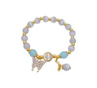 Brazalete con diseño de Perlen con diseño de Erweiterte Sinn Kristall, brazalete Schmetterling Weibliche Transfer Perle Hand Schmuck Geschenk Lederarmband Taufe (GD4, talla única), Einheitsgröße,