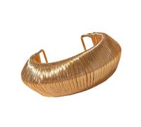 Brazalete cuadrado trenzado único con extremo abierto y acabado de metal, diseño geométrico, talla única, como se describe