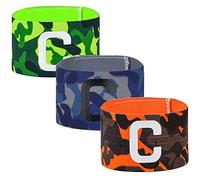 Brazalete de Capitán Football 3 Piezas Azul + Verde + Naranja Brazalete Elástico de Capitán Ajustable para Jóvenes Adultos y Capitanes de Fútbol Senior/Junior, 35 * 7 cm