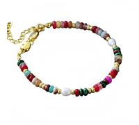 Brazalete de cuentas, cuentas de turmalina de color natural, pulsera natural hecha a mano, joyas doradas ajustables para wo
