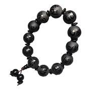 Brazalete de Mantra de Seis Palabras de Agata Negra Natural