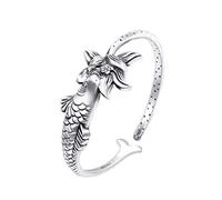 Brazalete de plata 999.9 Pulsera de plata esterlina Lotus Fish Pulsera de plata tailandesa para mujer Regalo de joyería-Silver-A