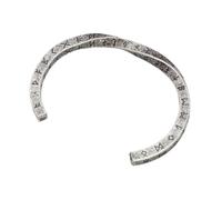 Brazalete de Runas Vikingas Para Hombres Y Mujeres, Brazalete Abierto de Acero Inoxidable Con Runas Futhark de Anciano Nórdico, Joyería Trenzada Ajustable de Metal Pesado Vintage Medieval(Vintage)
