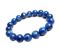 Brazalete encantado Pulsera de cuentas redondas elásticas de cristal de cianita natural azul profundo genuino de 11 mm
