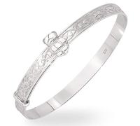 Brazalete infantil de plata de ley 925 para bebé, bautizo, cumpleaños, baby shower, pulsera expansora, regalo para bebé, niño y niña de 0 a 3 años, 40mm to 50mm, Plata de ley Plata