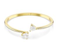 Swarovski Brazalete Mesmera, Brazalete con Diseño que Presenta dos Zirconias en Forma de Corazón Interconectadas como Pieza central, Baño tono oro, Blanco