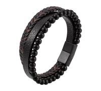 Brazalete Mit Schrittzähler Beruhigendes Angstarmband, geflochtenes Lederarmband für Männer, Vulkanstein, beruhigendes Angstarmband, mehrlagiges Lederarmband mit geflochtenen Perlen Glanzstücke