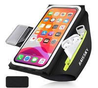 Brazalete Móvil Running con Soporte Teléfono 6.8", Porta Móvil Correr con Bolsa Auriculares y Carcasa 3D, Ajustable y Reflectante para iPhone 17/16/15/14/13/12 Pro MAX, Galaxy S26/S25/S24