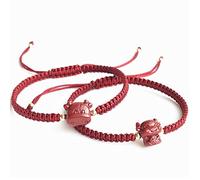 Brazalete natural cinnabar feng shui riqueza pulsera de riqueza cinnabar amuleto de cristal para el año de buey 2021 energía fuerte contra el malvado pulsera de cristal para la prosperidad éxito de