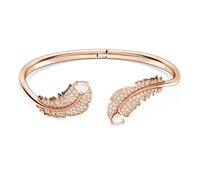 Brazalete Nice, Pluma, Blanco, Baño tono oro rosa L
