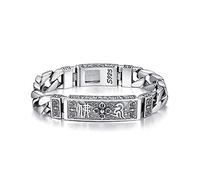 Brazalete para hombre Nuevo plata pulsera de cola de caballo sánscrita Mantra de seis caracteres for hombres y mujeres cadena de murciélago Retro regalo de tendencia con personalidad ( Color : Bat_20c