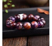 Brazalete Pulsera de cristal fantasma púrpura natural Pulsera de amuleto Feng Shui Pulsera de cuarzo elástica con cuentas de chakra Pulsera de riqueza espiritual Pulsera de aura Bienestar general, 8 m