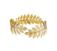 Brazalete retro griego romano abierto en forma de hoja, brazalete superior del brazo, brazalete para festival, novia, baile, joyería para mujer, minimalista, color dorado y plateado con decoración en
