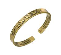 Brazalete tibetano con mantra con cierre flexible | Brazalete de latón con inscripción en el sutra del corazón con tallas de las Escrituras espirituales para