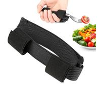 Brazalete universal para sujetar cubiertos, soporte de utensilios ajustable para un agarre limitado, correa de mano ajustable para cuchara y tenedor, ayuda para comer en el parkinson y, independiente