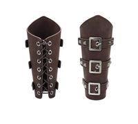 Brazaletes medievales de cuero pirata para hombres y mujeres, accesorios de disfraz, Marrón, One Size