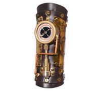 Brazaletes Medievales Vintage - Protectores De Brazo Cuero PU Con Brújula Steampunk, Pulsera Guantelete Metal Para Disfraz Gótico | La Mascarada Halloween, Uso Retro Del Protector Antebrazo Tiro