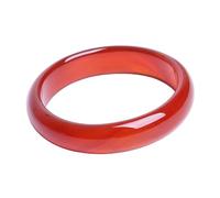 Brazaletes para Mujer, Pulsera de Mujer de calcedonia roja Natural, Pulsera de niña Ping'an, Pulsera de Jade de ágata Ancha, Amuleto Infantil, Pulsera de Jade, Regalo de Actividad (Rojo 64 mm)