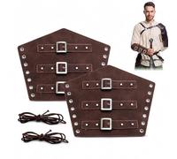 Brazaletes vikingos medievales 2 unidades cuero sintético ajustable negro para cosplay, carnaval, Halloween y disfraces históricos