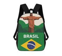 Brazil Christ The Redeemer Illustration Mochilas Infantiles Impresas En 3D, Mochilas De Moda Informales, Mochilas De Viaje Bonitas, Mochilas Informales Para Exteriores Para Niños Y Niñas 17inch