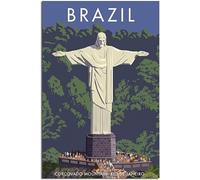 Brazil Christ The Redeemer Memorial Vintage Viaje Póster Retro Pared Arte Lienzo Póster Arte Imprimir Hogar Decoración Habitación Decoración Sin Marco 60x90cm