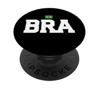 Brazil Country Code with Flag Trendy College Font PopSockets PopGrip Adhesivo