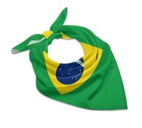 Brazil Flag Soft Imitated Silk Neck Scarf Multi-Purpose Head Hair Wrap Wrist Handkerchief Bag Decor Kerchief For Daily Wear(18"x18")
