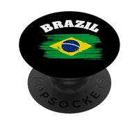 Brazil National Flag Country Pride Roots Vintage Gift PopSockets PopGrip Adhesivo