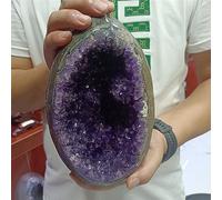 Brazilian Amethyst Dinosaur Egg Crystal Cave Raw Stone Hand-Polished Housemoving Office Ornaments (Size : 6-7kg)