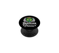 Brazilian Princess Brazil Flag Proud Brazilian Girl PopSockets PopGrip Adhesivo