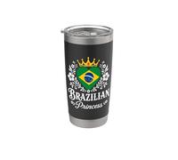 Brazilian Princess Brazil Flag Proud Brazilian Girl Vaso térmico de acero inoxidable de doble pared