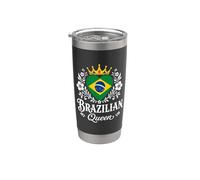 Brazilian Queen Brazil Flag Proud Brazilian Woman Vaso térmico de acero inoxidable de doble pared