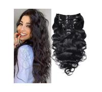 Brazilian Remy hair Clip In HairExtensions,Body Wave Wigs 8Pcs with 18 Clips Double Wefts Thick And Soft Wear and Go(24inches)