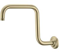 Brazo alargador de ducha de 13 pulgadas con brida en forma de S, extensor largo de acero inoxidable, cabezal de ducha de lluvia con brazo tubular, oro cepillado