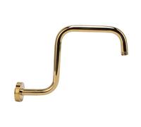 Brazo de Ducha en Forma de S de Acero Inoxidable, Brazo de Ducha en Forma de S Cepillado con Brida, Cuello de Cisne, Cabezal de Ducha Montado en la Pared, Acabado Dorado, Brazos