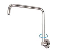 Brazo de ducha para ducha elevada Brazo de ducha giratorio 360 grados con cabezal tipo lluvia y extensión ajustable brida for baño estándar(Brushed)