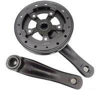 Brazo de manivela de aluminio para bicicleta con 140 mm de longitud e interfaz cónica cuadrada, adecuado para bicicletas plegables, incluyendo opción de plato de 30 dientes en acabado negro (30T)