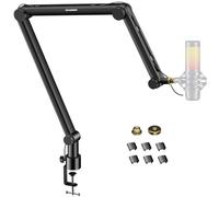 Brazo de micrófono, Aokeo AK-49 ajustable compacto micrófono suspensión Boom Scissor brazo soporte para Blue Yeti, Snowball iCE, HyperX QuadCast, SoloCast, Elgato Wave, etc