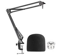 Brazo de micrófono para Blue Yeti con parabrisas de espuma, soporte de brazo de tijera con cubierta de filtro pop para micrófono Blue Yeti Pro SUNMON
