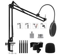Brazo de Micrófono, Soporte de Micrófono para Blue Yeti, Nano, HyperX QuadCast Solocast, SM7B, Elgato Wave, Fifine K688, AT2020 y Más Micrófonos con Tornillo de 5/8" 1/4", Filtro Pop, Mic Clip
