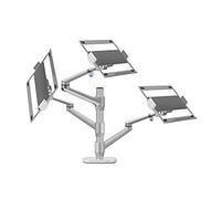 Brazo de Montaje Triple Escritorio Ajustable en Altura Aluminio for Soporte for computadora portátil 10-17 Pulgadas(Silver)