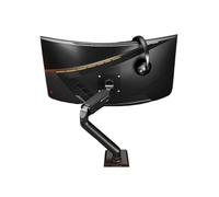 Brazo De Soporte para Monitor De Altura Ajustable Soporte para Un Solo Monitor, Brazo De Monitor De Altura Ajustable con Abrazadera En C Y Base De Ojal, Vesa 75X75 O 100X-Black