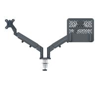 Brazo ergonómico con ahorro de espacio para monitor dual con soporte para portátil Leitz, carga máx. 9 kg