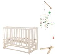 Brazo móvil de madera para cuna, apto para todas las cunas, colgador de alerce 100% natural, decoración de habitación de bebé, soporte seguro (móvil no incluido (brazo de pie)