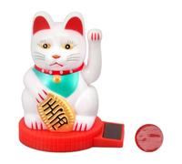 Brazo Que Agita del Gato De La Suerte, Gato Que Agita con Energía Solar Maneki Neko Japonés Gato De La Fortuna Solar con La Mano Que Agita La Pata hacia Arriba para La Decoración (Blanco)