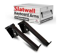 Brazos de teclado de acero resistente Slatwall (par), brazos telescópicos de 12 a 18 pulgadas y ángulo hacia abajo es ajustable a 15 °, 30 ° y 45 ° (cantidad 4) (4, negro)