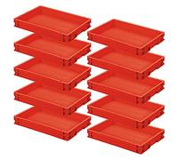 BRB 10 contenedores europeos con 2 asas, 600 x 400 x 75 mm, polipropileno, color rojo